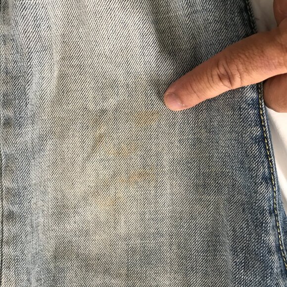 MNML Jeans Men 28x30 Blue Low Rise Distressed Button Fly Ankle Zip Medium Wash - Picture 12 of 13